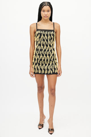 Jacquemus Black 
Beige Beaded Fringe Dress