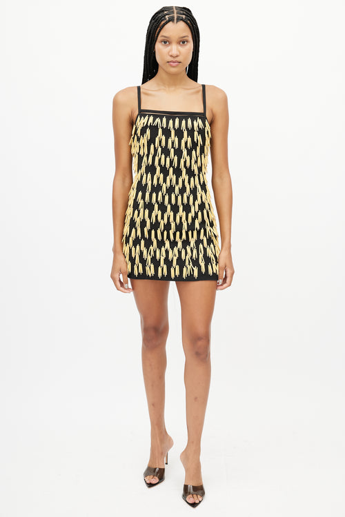 Jacquemus Black 
Beige Beaded Fringe Dress