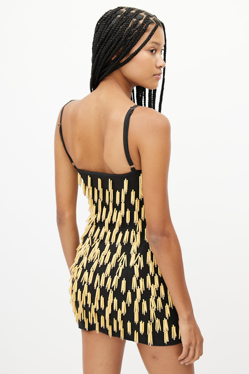 Jacquemus Black 
Beige Beaded Fringe Dress