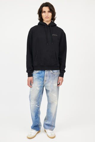 Jacquemus Black Embroidered Logo Hoodie