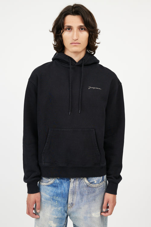 Jacquemus Black Embroidered Logo Hoodie