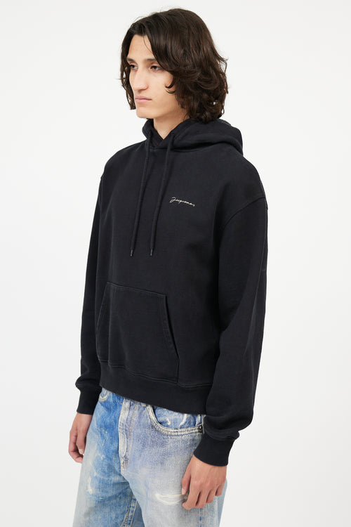 Jacquemus Black Embroidered Logo Hoodie