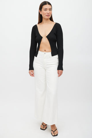 Jacquemus Black 
Gold Ribbed Cut Out Top