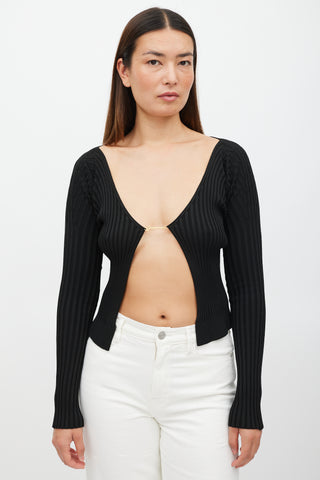 Jacquemus Black 
Gold Ribbed Cut Out Top