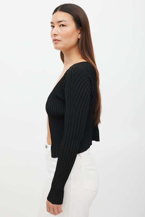 Jacquemus Black 
Gold Ribbed Cut Out Top