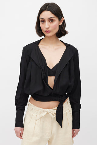 Jacquemus Black La Riviera Wrap Front Top