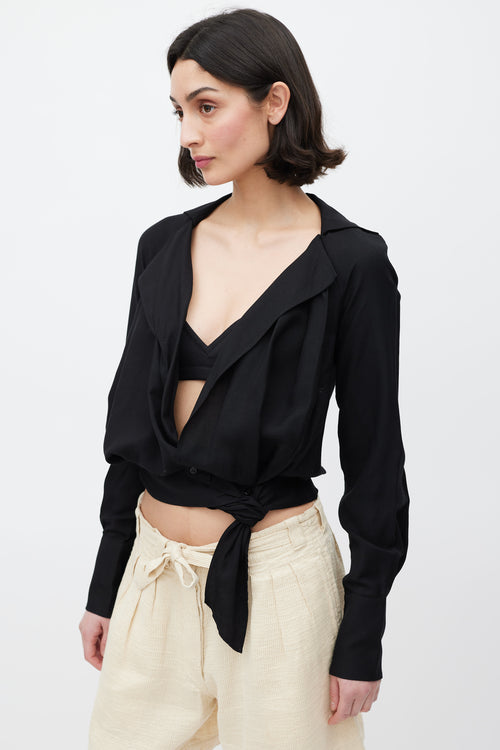 Jacquemus Black La Riviera Wrap Front Top