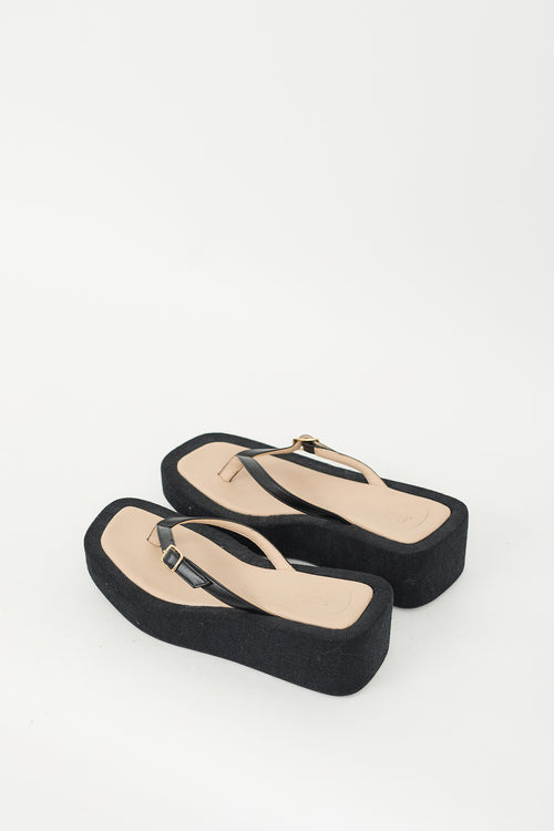 Jacquemus Black Les Tatanes Lin Platform Sandal