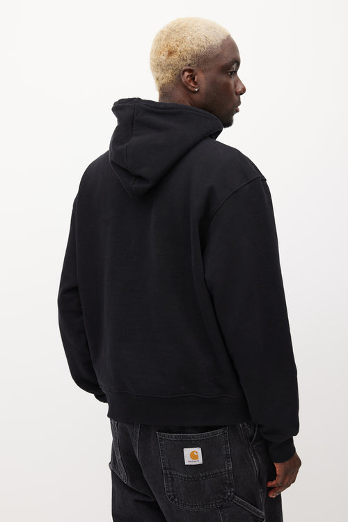 Jacquemus Black 
White Embroidered Logo Hoodie