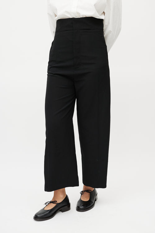 Jacquemus Black Wool Wide Leg Trousers