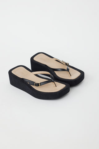 Jacquemus Black Les Tatanes Lin Platform Sandal