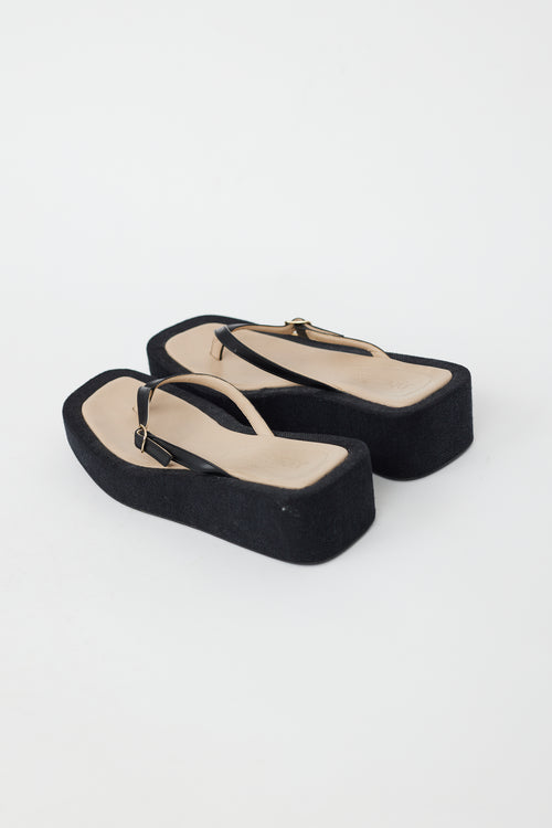 Jacquemus Black Les Tatanes Lin Platform Sandal