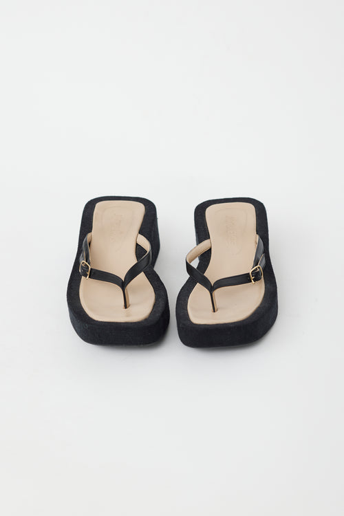 Jacquemus Black Les Tatanes Lin Platform Sandal