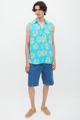 Jacquemus Blue 
Green Le Splash Floral Shirt