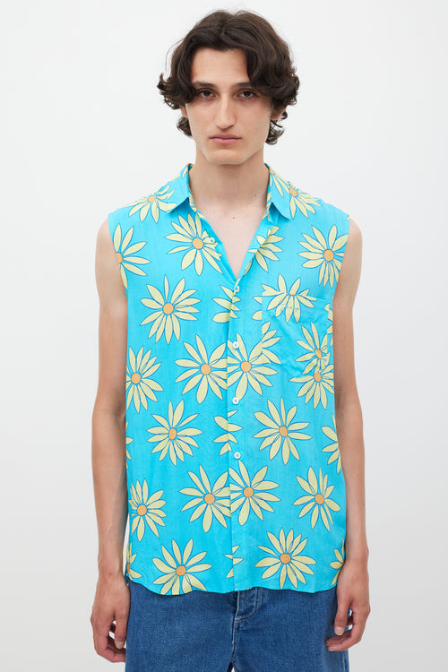 Jacquemus Blue 
Green Le Splash Floral Shirt