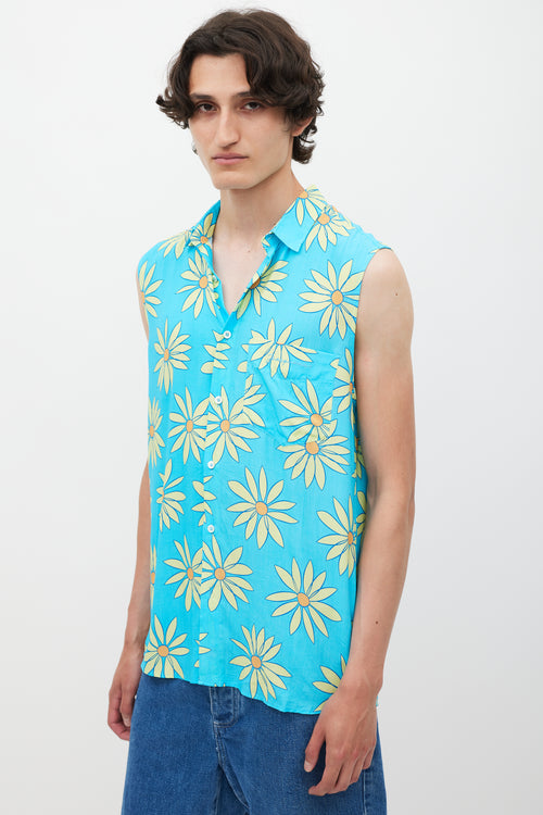 Jacquemus Blue 
Green Le Splash Floral Shirt