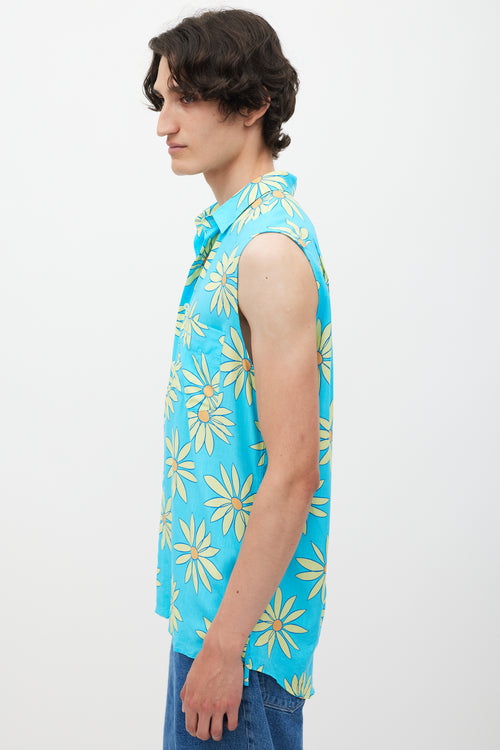 Jacquemus Blue 
Green Le Splash Floral Shirt