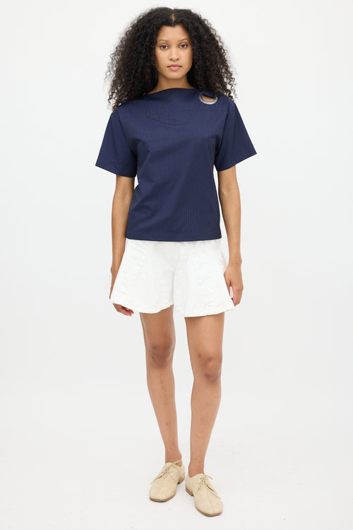 Jacquemus Blue Striped Eyelet Top