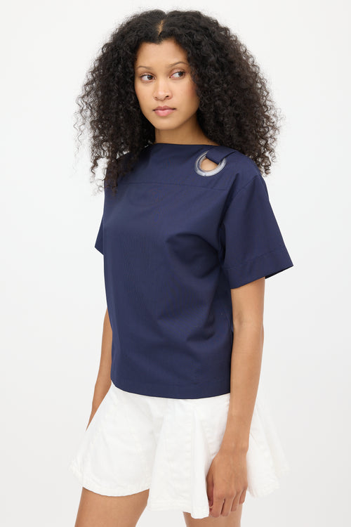 Jacquemus Blue Striped Eyelet Top