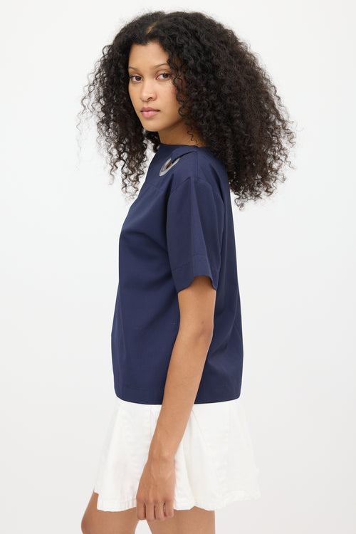 Jacquemus Blue Striped Eyelet Top