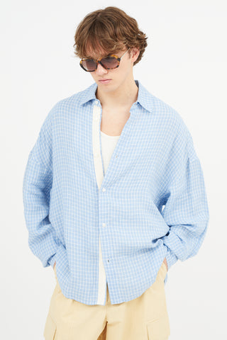 Jacquemus Blue 
White La Chemise Santon Check Shirt