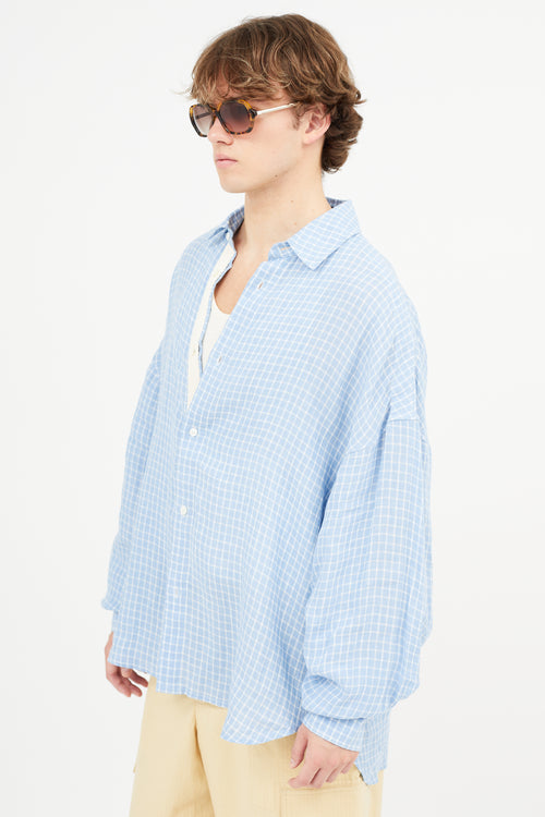 Jacquemus Blue 
White La Chemise Santon Check Shirt