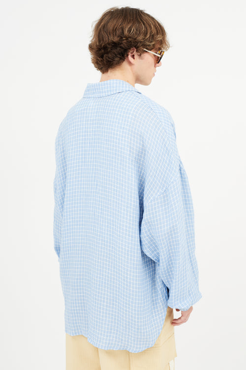 Jacquemus Blue 
White La Chemise Santon Check Shirt