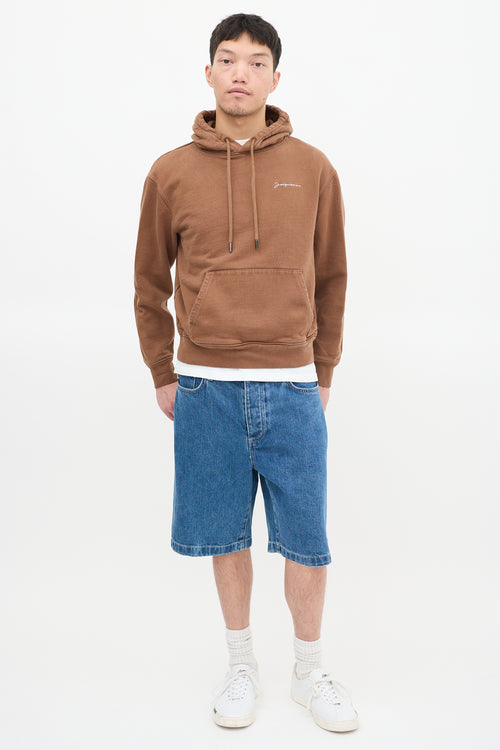 Jacquemus Brown Le Sweatshirt Brodé Logo Hoodie