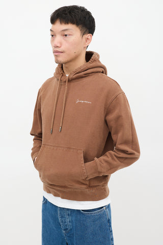 Jacquemus Brown Le Sweatshirt Brodé Logo Hoodie