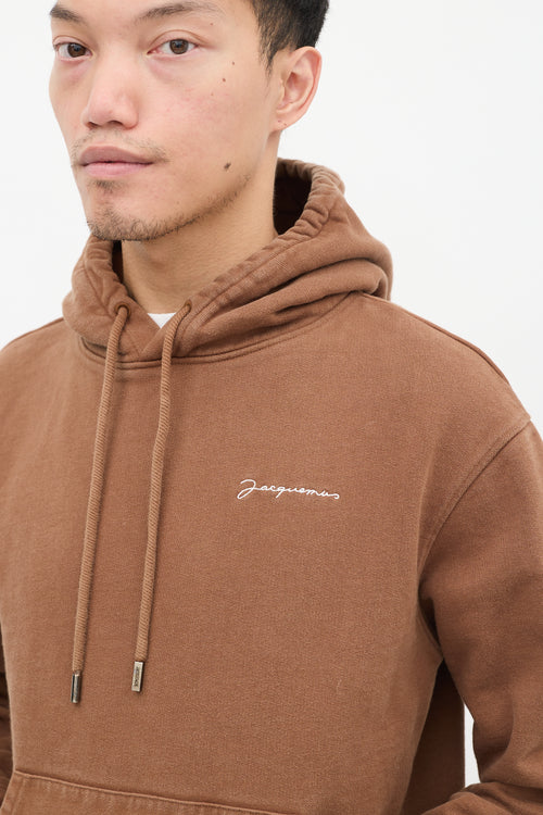 Jacquemus Brown Le Sweatshirt Brodé Logo Hoodie