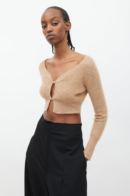 Jacquemus Brown Mohair Alzou Cropped Cardigan