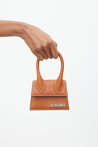 Jacquemus Brown 
Beige Leather 
Canvas Strap Mini Le Chiquito Bag