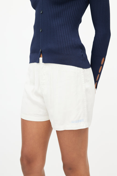 Jacquemus Cream 
Blue Logo Short