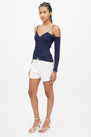 Jacquemus Cream 
Blue Logo Short