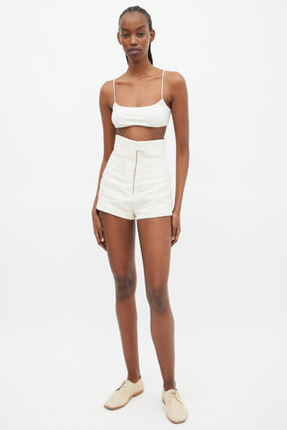 Jacquemus Cream Le Raphia Areia Cutout Shorts