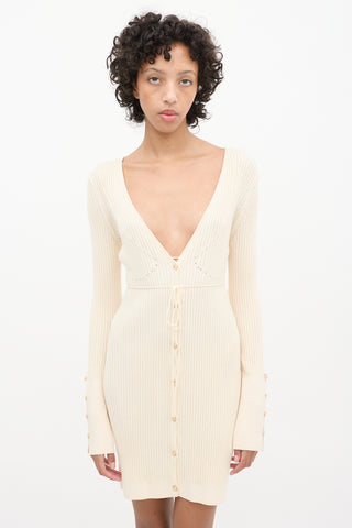 Jacquemus Cream Wool Le Cardigan Lauris Dress