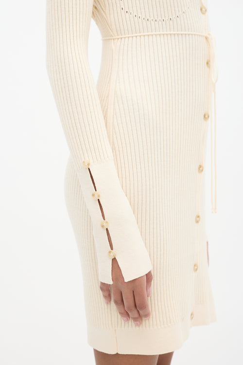 Jacquemus Cream Wool Le Cardigan Lauris Dress