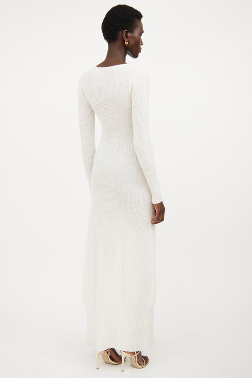 Jacquemus Cream Wool Ribbed Knit Sweater Dress