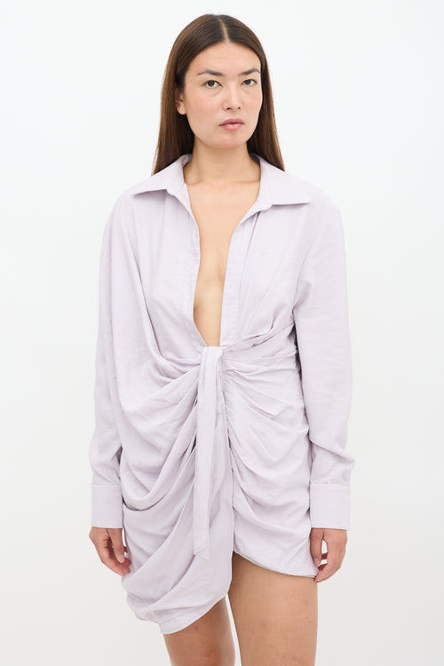 Jacquemus FW 2020 Light Purple La Robe Bahia Shirt Dress