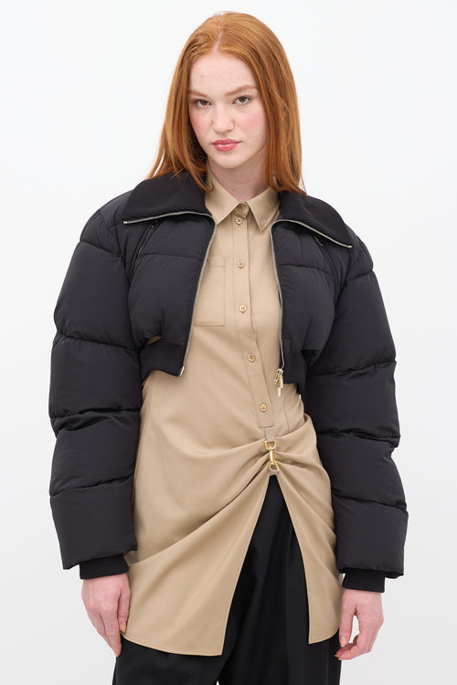 Jacquemus FW 2021 Black Nylon La Doudoune Pralu Cropped Puffer Jacket