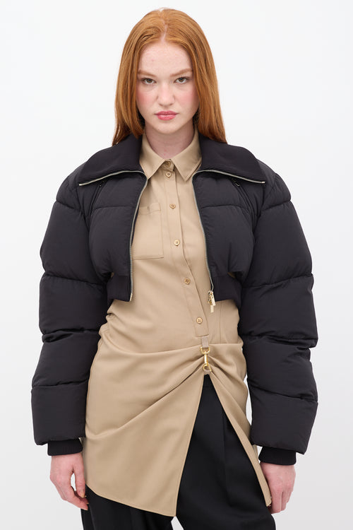 Jacquemus FW 2021 Black Nylon La Doudoune Pralu Cropped Puffer Jacket