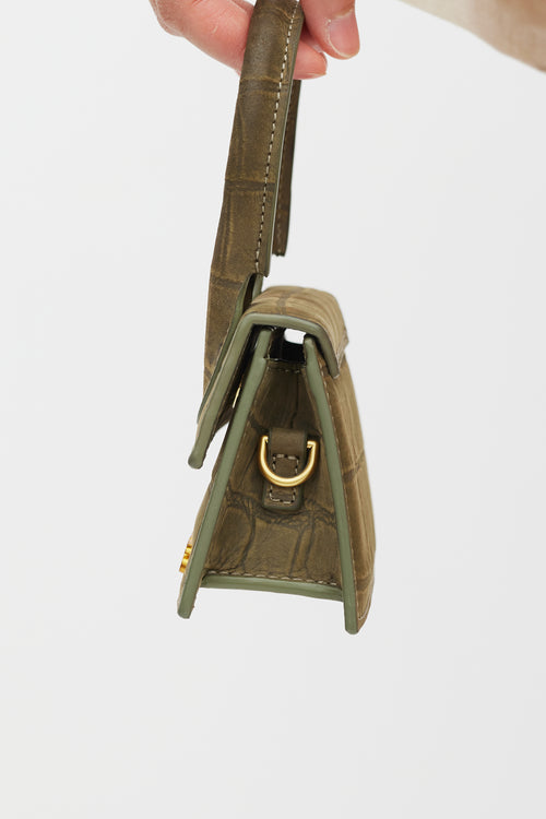 Jacquemus Green 
Gold Leather Le Chiquito Embossed Bag