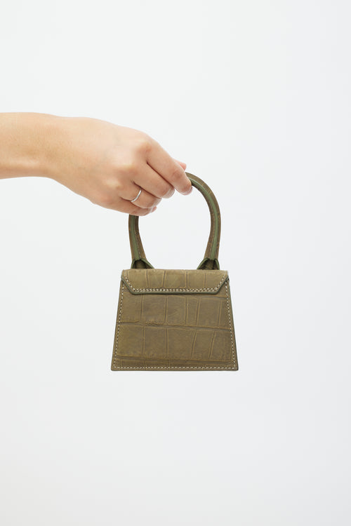 Jacquemus Green 
Gold Leather Le Chiquito Embossed Bag