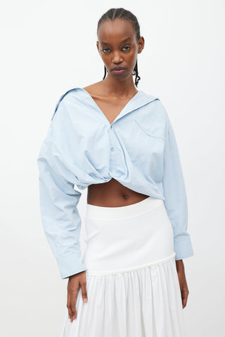 Jacquemus La Montagne Blue Bubble Crop Shirt