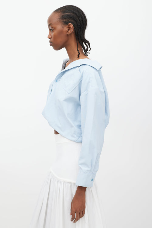 Jacquemus La Montagne Blue Bubble Crop Shirt