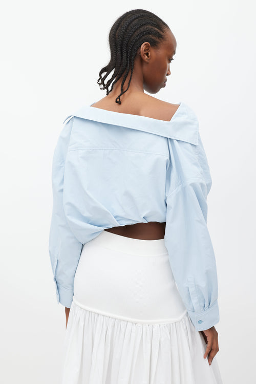 Jacquemus La Montagne Blue Bubble Crop Shirt