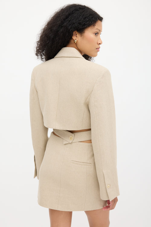 Jacquemus Le Papier Beige Linen Cutout Blazer