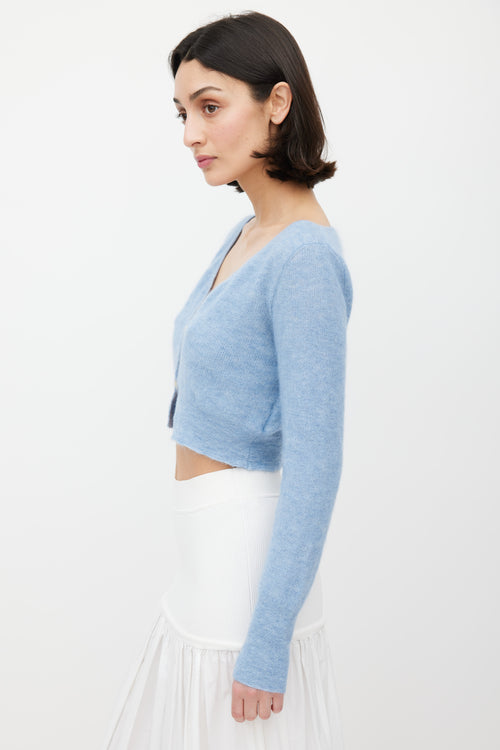 Jacquemus Light Blue Mohair Alzou Cropped Cardigan