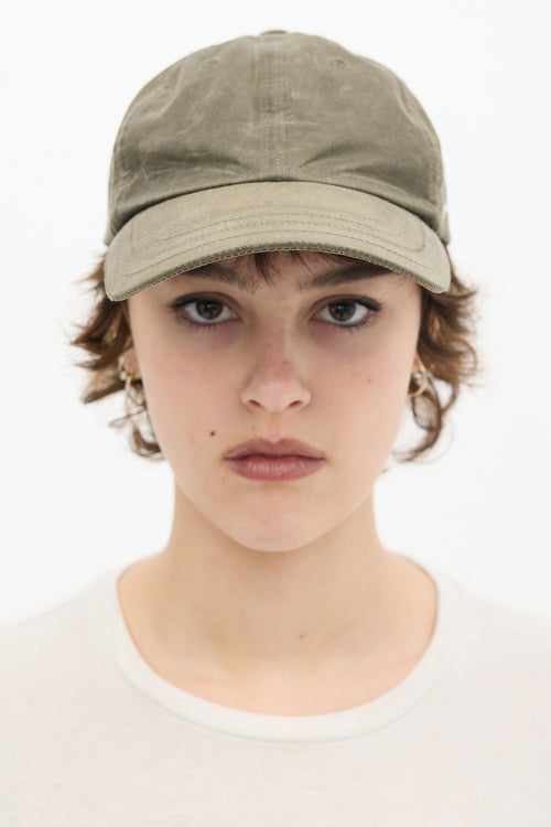 Jacquemus Khaki Green Waxed Cotton Logo Baseball Hat