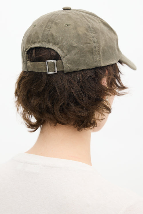 Jacquemus Khaki Green Waxed Cotton Logo Baseball Hat